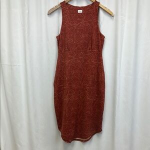 Prana Red Sheath Midi Dress Halter Neckline